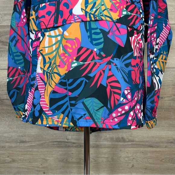 SOLD! Lauren James Hooded Rain Jacket Pullover Windbreaker Multicolored Floral - Picture 10 of 12